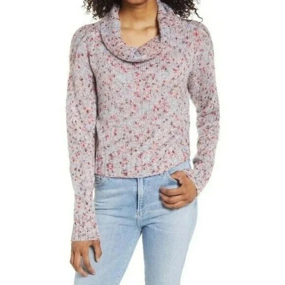 Women's Sweater S Cowl Neck Speckled Knit Pullover Slouchy Long Sleeve Jumper - Picture 1 of 6